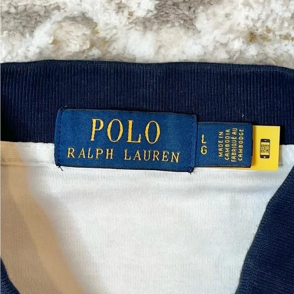 Polo Ralph Lauren Colorblock Polo Shirt White/Red/Navy Size L - Picture 2 of 8